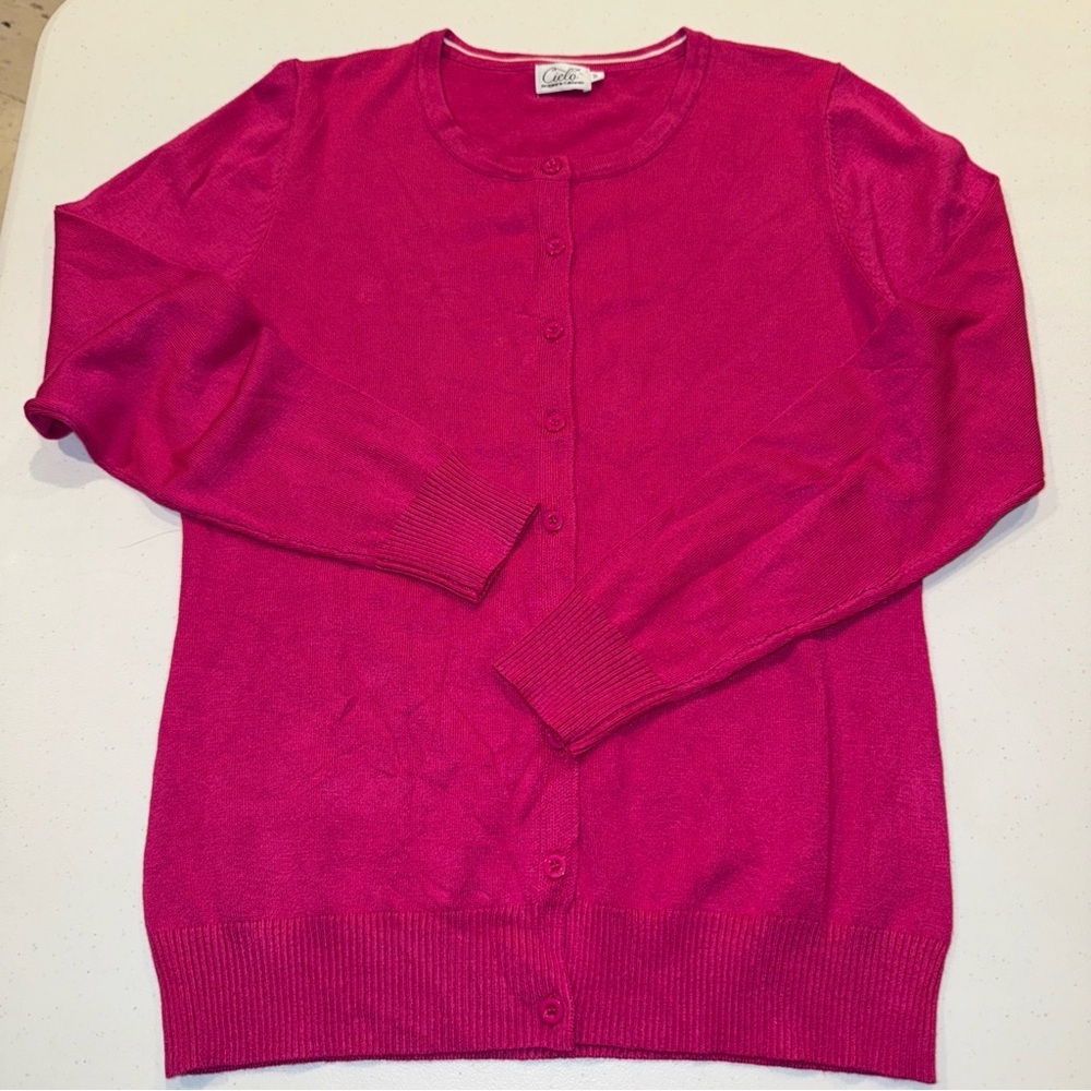 Cielo Womens Cardigan Sweater‎ Size Medium Barbie Pink  Button Front Knit NWOT